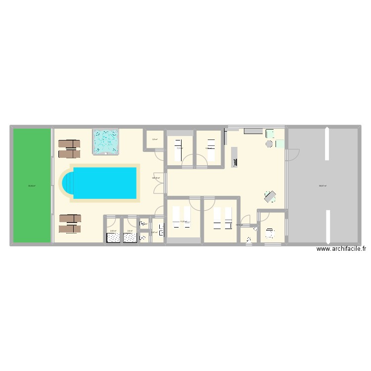 Institut de beauté Bali. Plan de 12 pièces et 278 m2