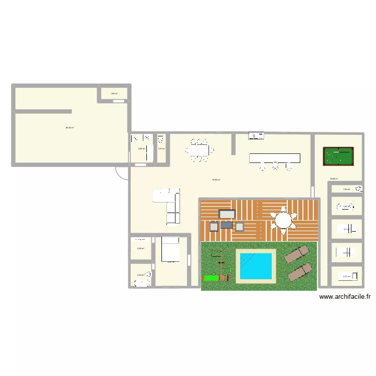 chez moi 2. Plan de 14 pièces et 181 m²