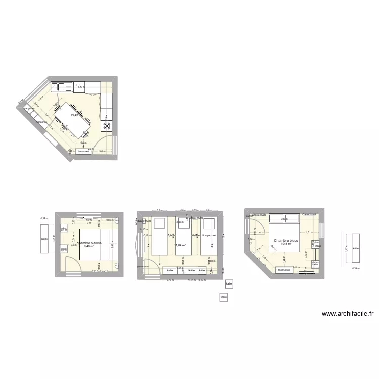 GIENS chambres. Plan de 4 et 44 m² GIENS chambres. Plan de 4 et 44 m²