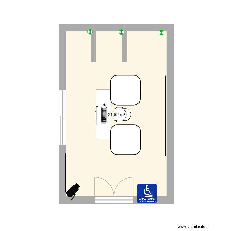 chi'c and truck. Plan de 1 pièce et 22 m2
