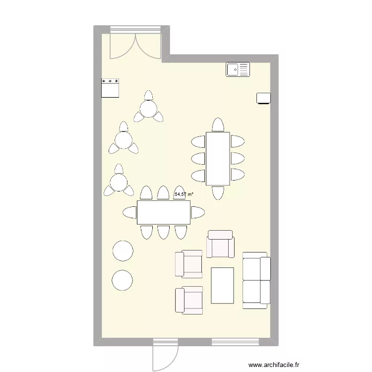 R&eacute;fectoire. Plan de 1  et 55 m²