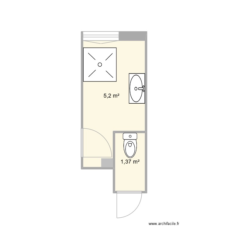 AJJOUR. Plan de 2 pièces et 7 m2
