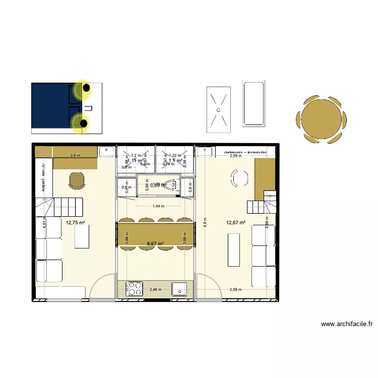 aqueduc 3. Plan de 6 pièces et 37 m²