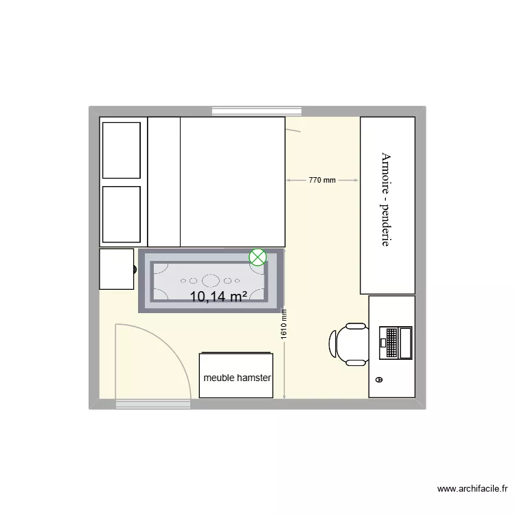 chambre salome. Plan de 1  et 10 m²