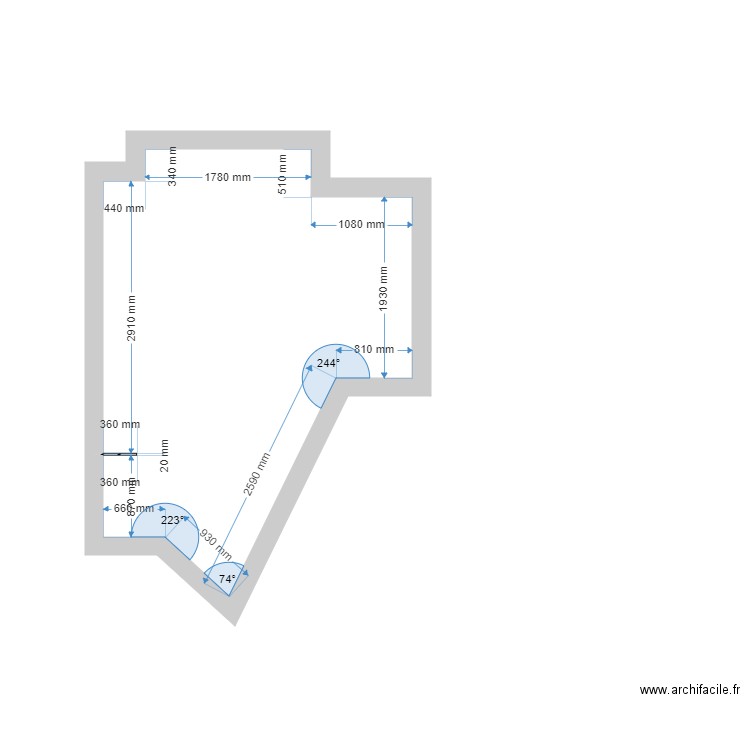 paris01. Plan de 1 pièce et 11 m2