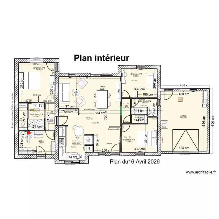 Plan int&eacute;rieur. Plan de 12  et 118 m²