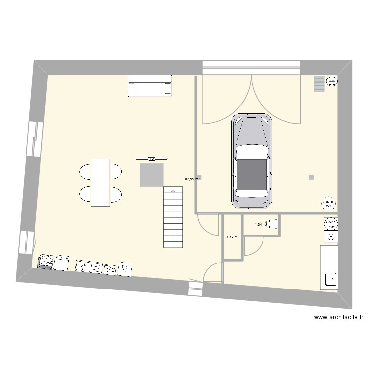 vaudemont rdc. Plan de 3 pièces et 115 m2