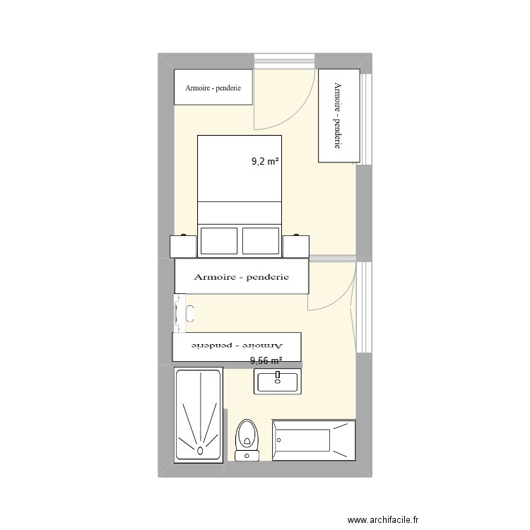 CHAMBRE DENIS. Plan de 2 pièces et 19 m2