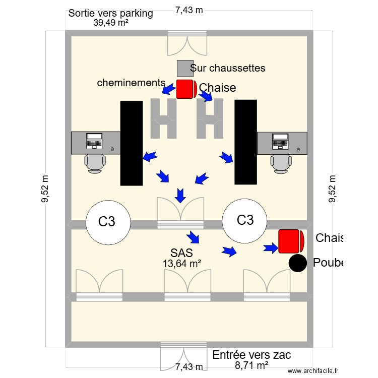 zac9. Plan de 3 pièces et 62 m2