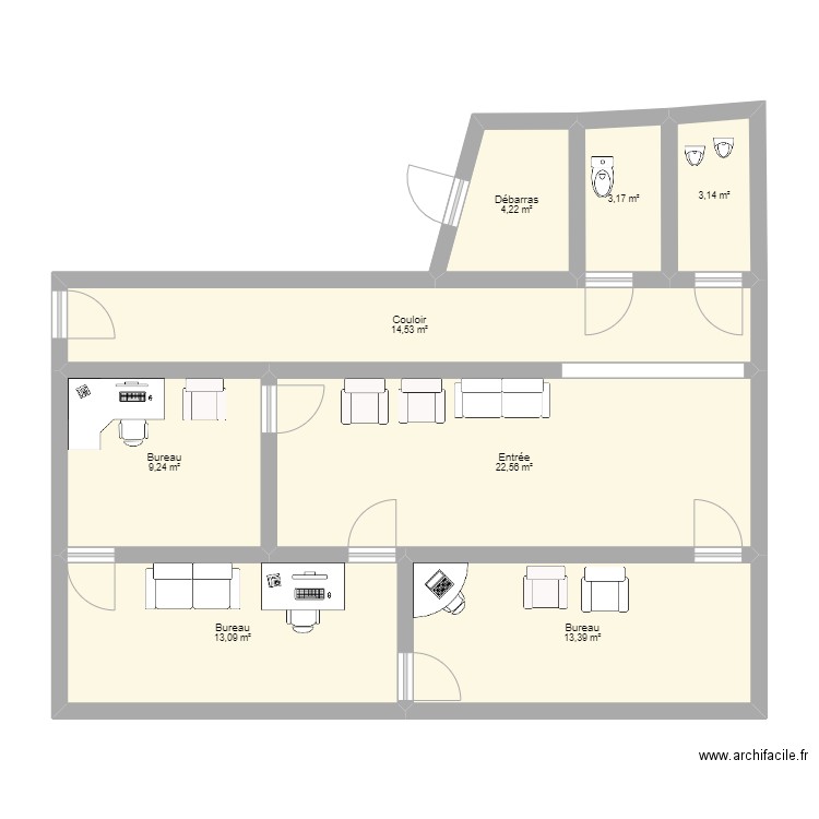 plan 2. Plan de 8 pièces et 83 m2