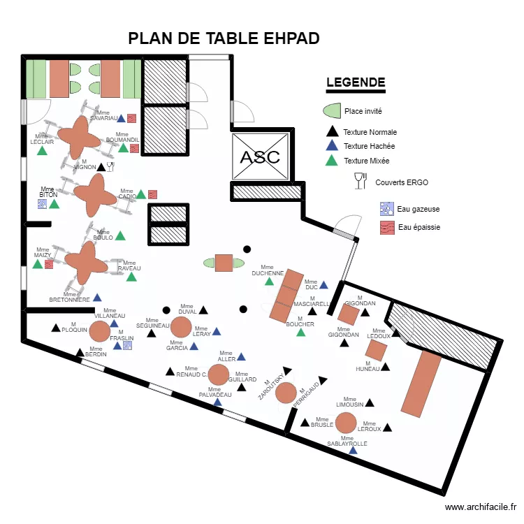 PLAN DE TABLE EHPAD ACTUEL. Plan de 