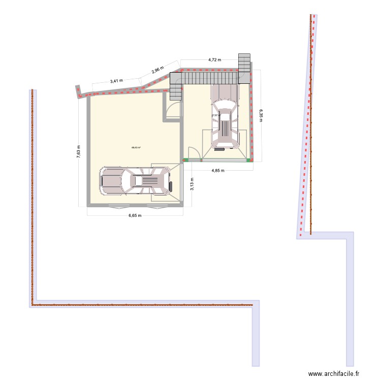 Garages Vallorcine. Plan de 2 pièces et 76 m2