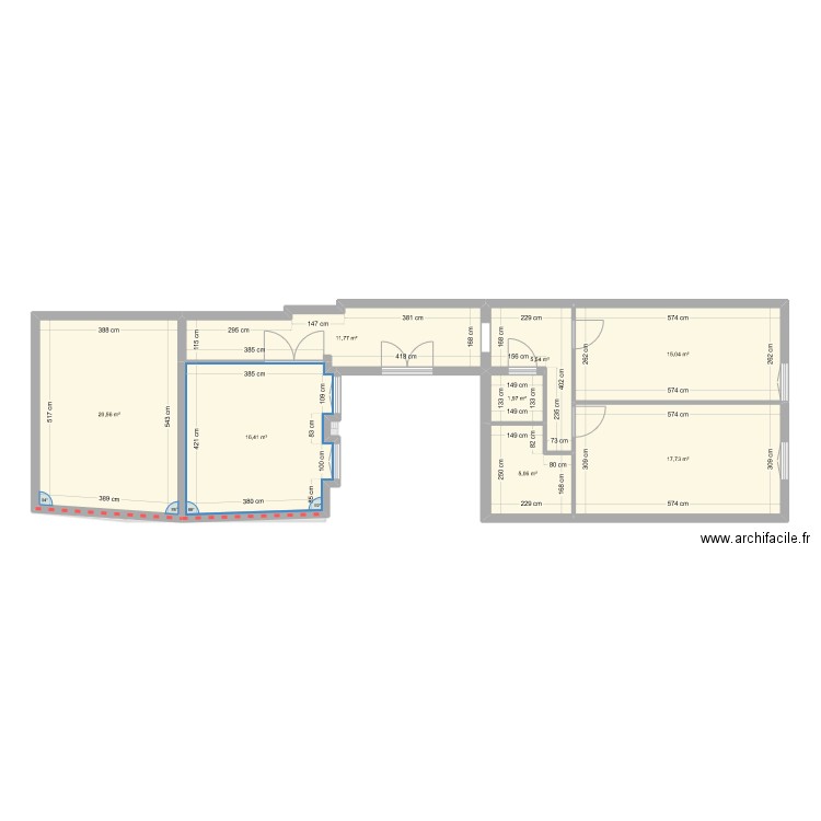 Romaric existant. Plan de 23 pièces et 182 m2