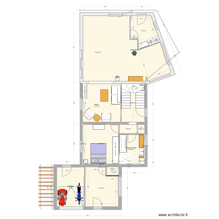 Troisgots électricité cuisine. Plan de 32 pièces et 223 m2
