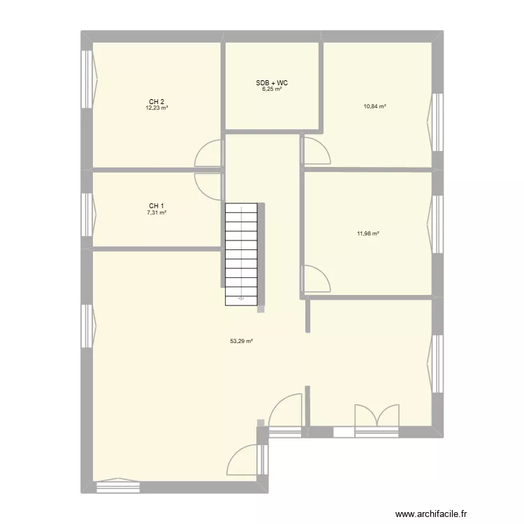 CIGALIERE existant R+1. Plan de 6 pièces et 102 m²