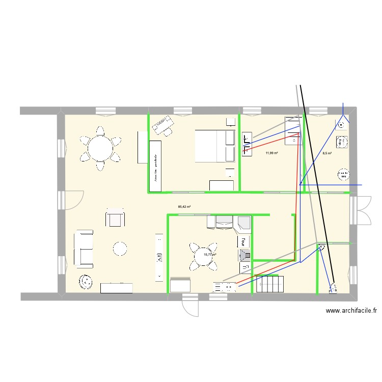 BEROY (Betbezer) RDCnouveauplomberie. Plan de 4 pièces et 122 m2