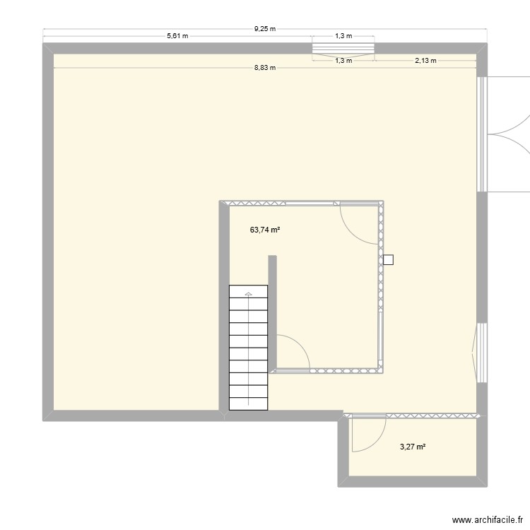 ARBUSIGNY Sous-sol. Plan de 2 pièces et 67 m2