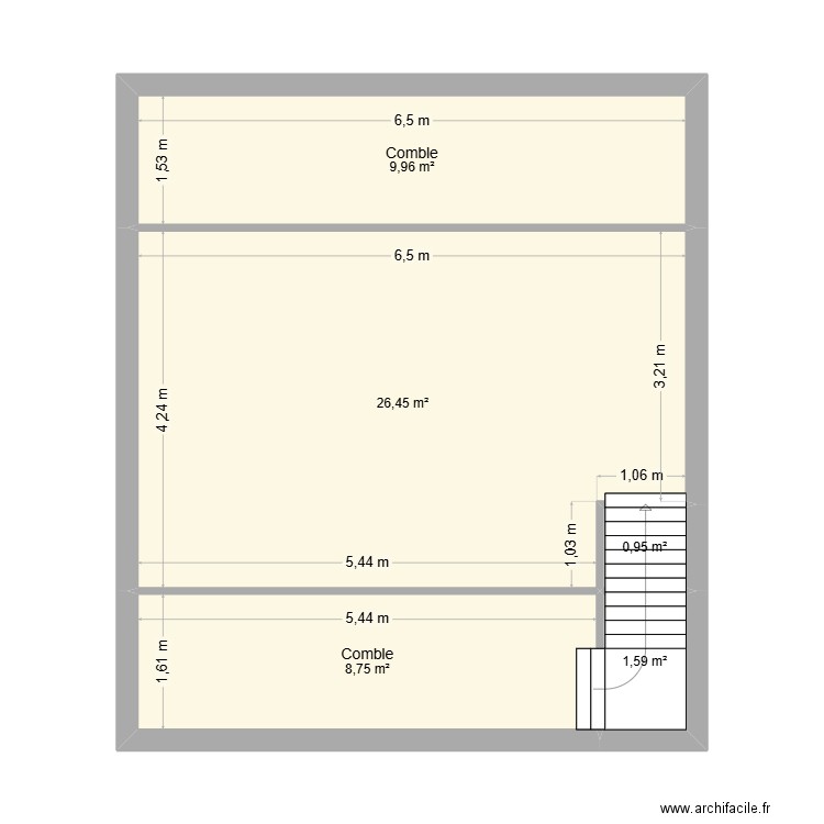 etage2. Plan de 5 pièces et 48 m2