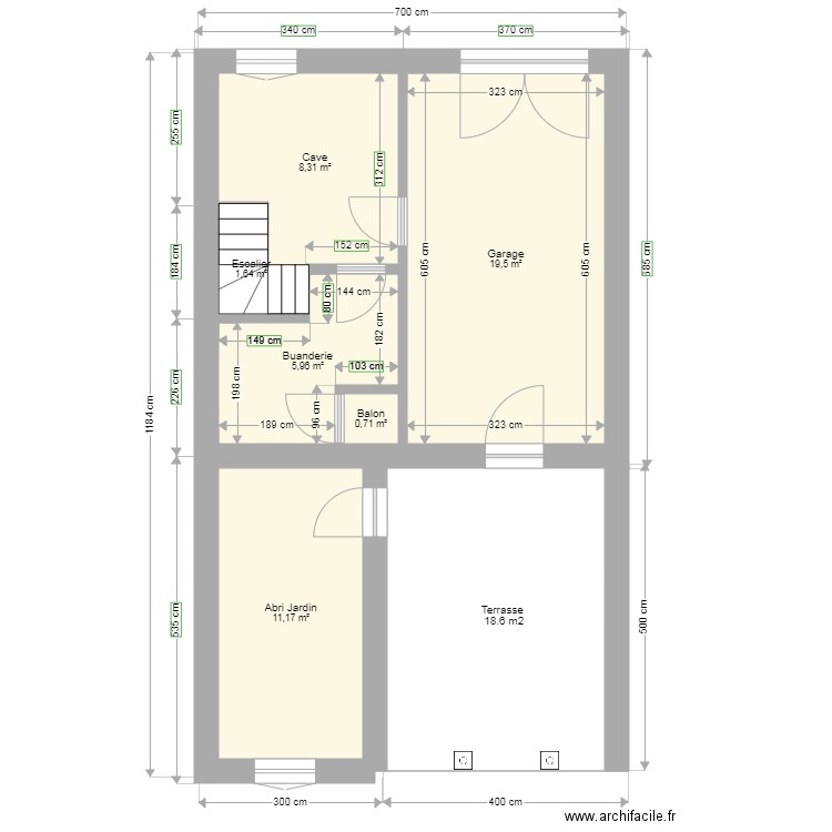 Sous Sol 2025 1. Plan de 6 pièces et 47 m2