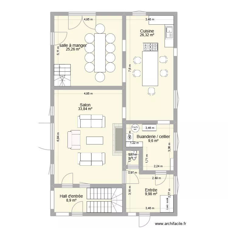 Fleury Maison 1 rez de chauss&eacute;e projet 1. Plan de 
