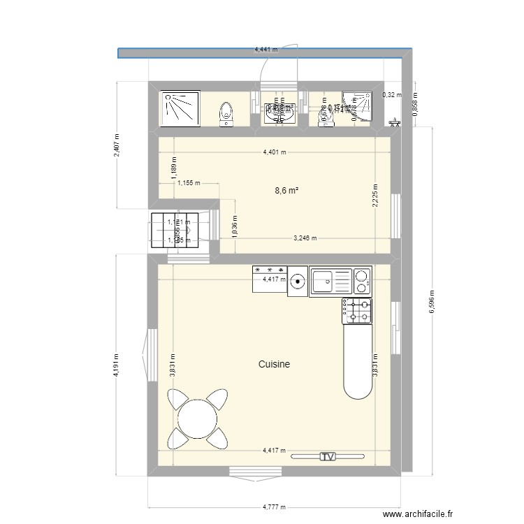 Room Service 2. Plan de 5 pièces et 21 m2