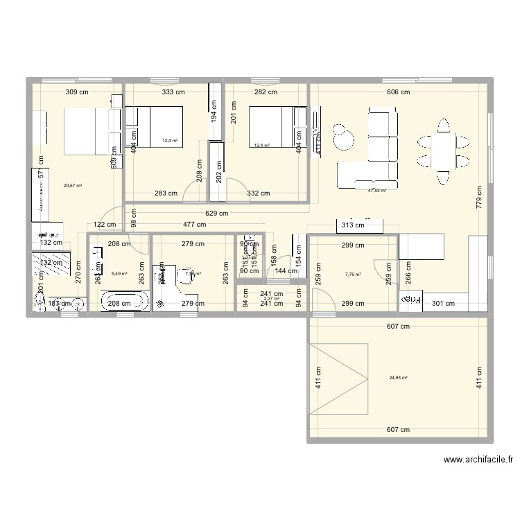 Plan maison 1. Plan de 10 pièces et 142 m2