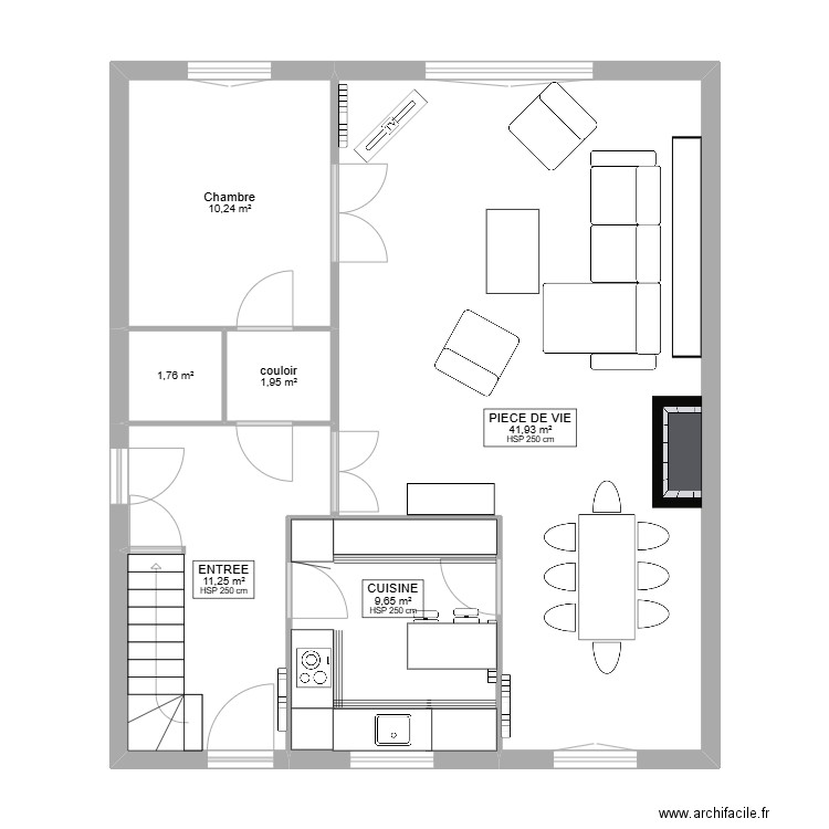 cuisine avant bazarov. Plan de 6 pièces et 77 m2