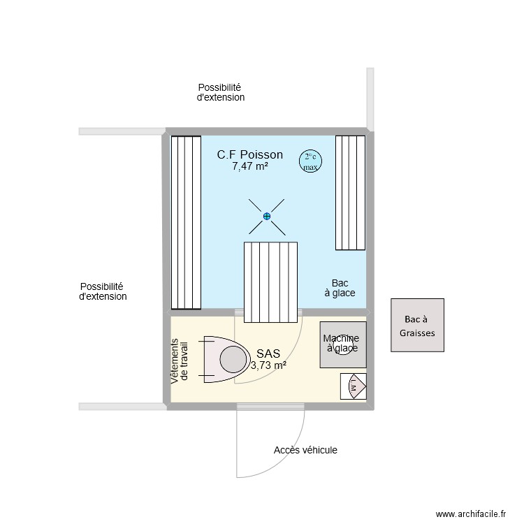 Criée de Julie 001. Plan de 2 pièces et 11 m2