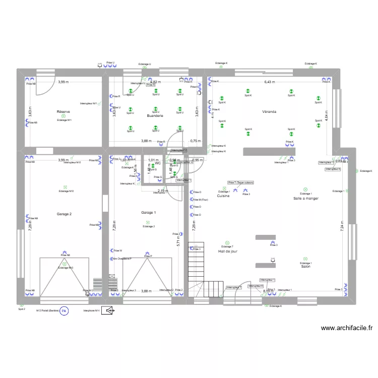 Rez. Plan de 7  et 174 m²
