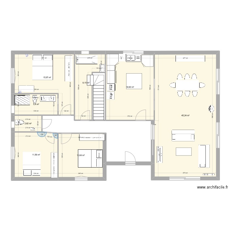 debut 2eme jus. Plan de 8 pièces et 120 m2