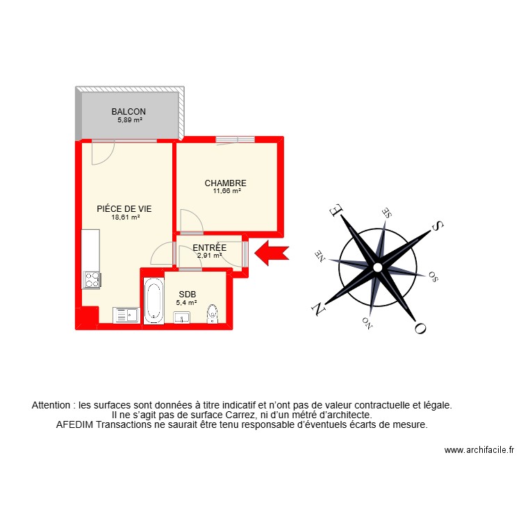 BI 29253. Plan de 7 pièces et 45 m2