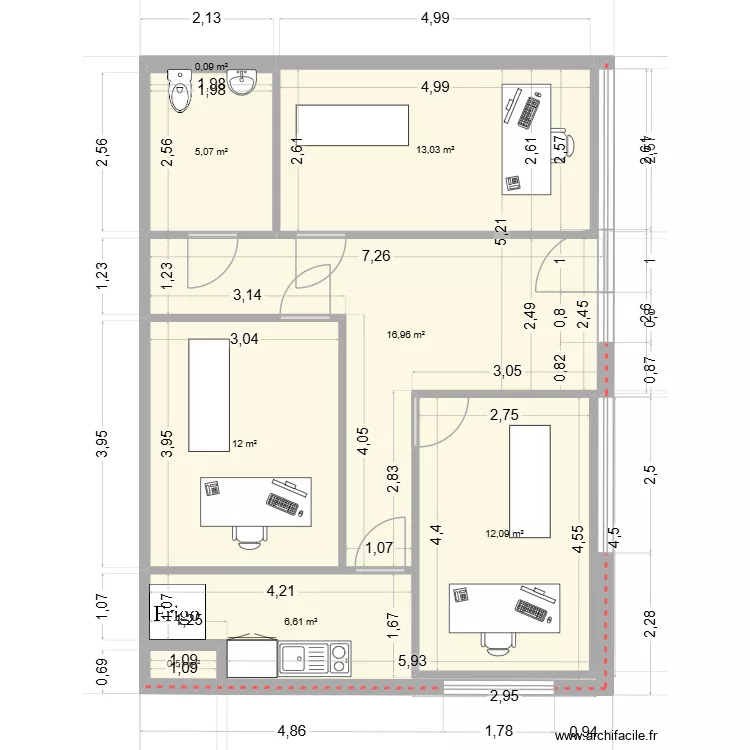 plan local. Plan de 8 Pièces et 66 m²