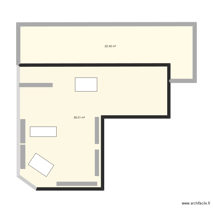 Etam. Plan de 2 pièces et 59 m2