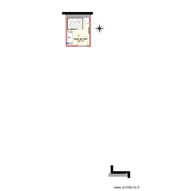 SDB cours de Bilbao. Plan de 1 pièce et 4 m2