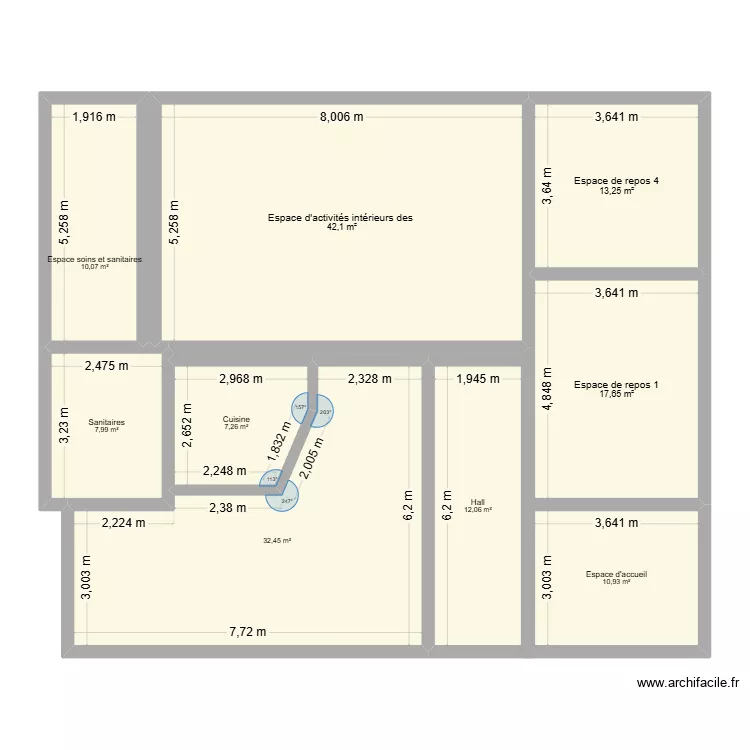 Cr&egrave;che Henri Officielle. Plan de 9  et 154 m²