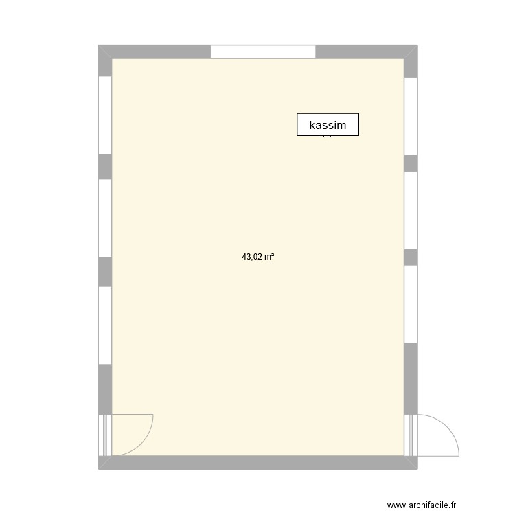 salle.G11. Plan de 1 pièce et 43 m2
