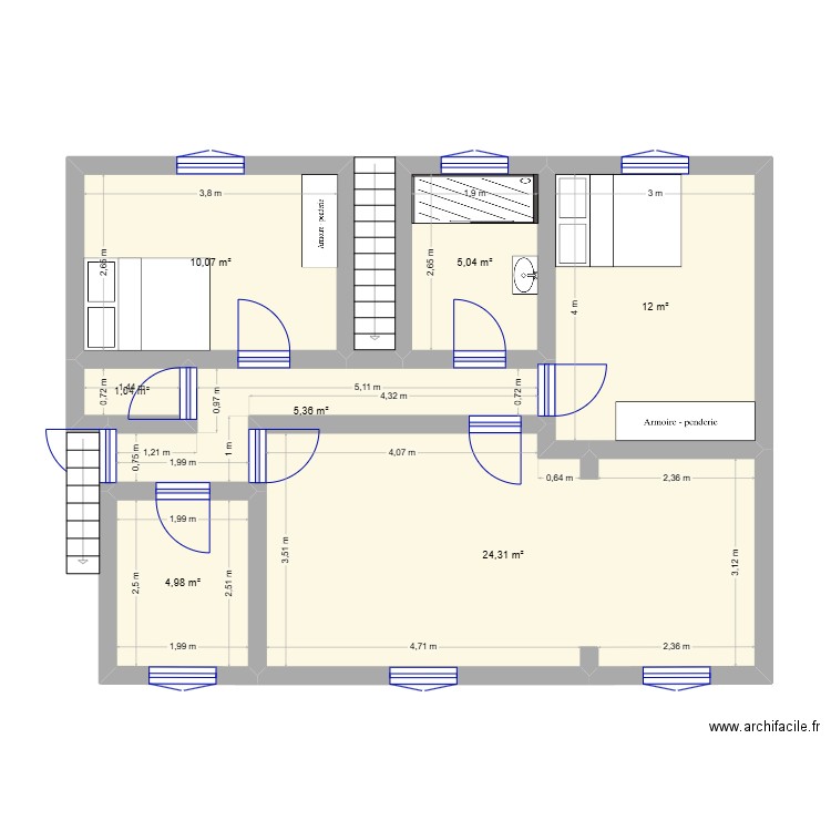 ourHouse. Plan de 7 pièces et 63 m2