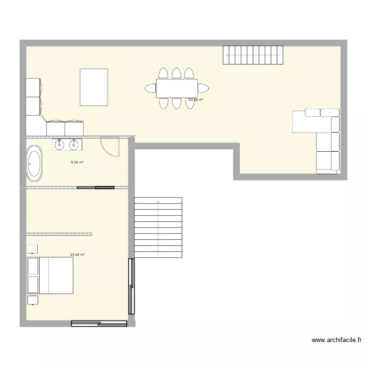 rez de chauss&eacute;e maison conteneur. Plan de 3  et 97 m²