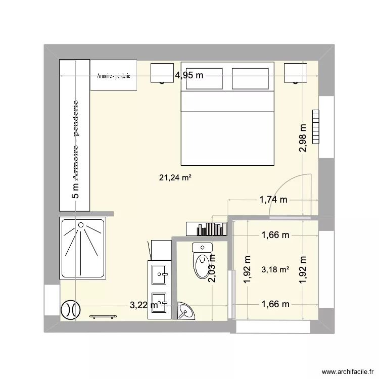 extension 1. Plan de 2  et 24 m²