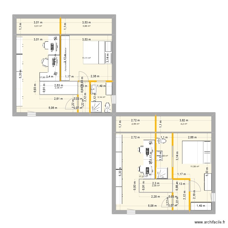 ETAGE PLAN 1. Plan de 12 pièces et 83 m2