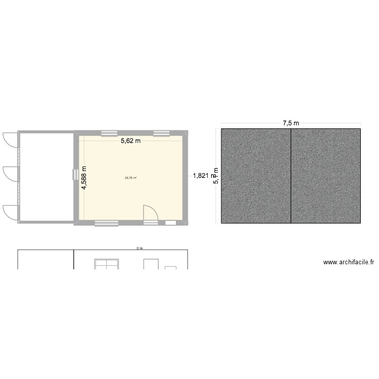 ABRI. Plan de 1 pièce et 26 m2
