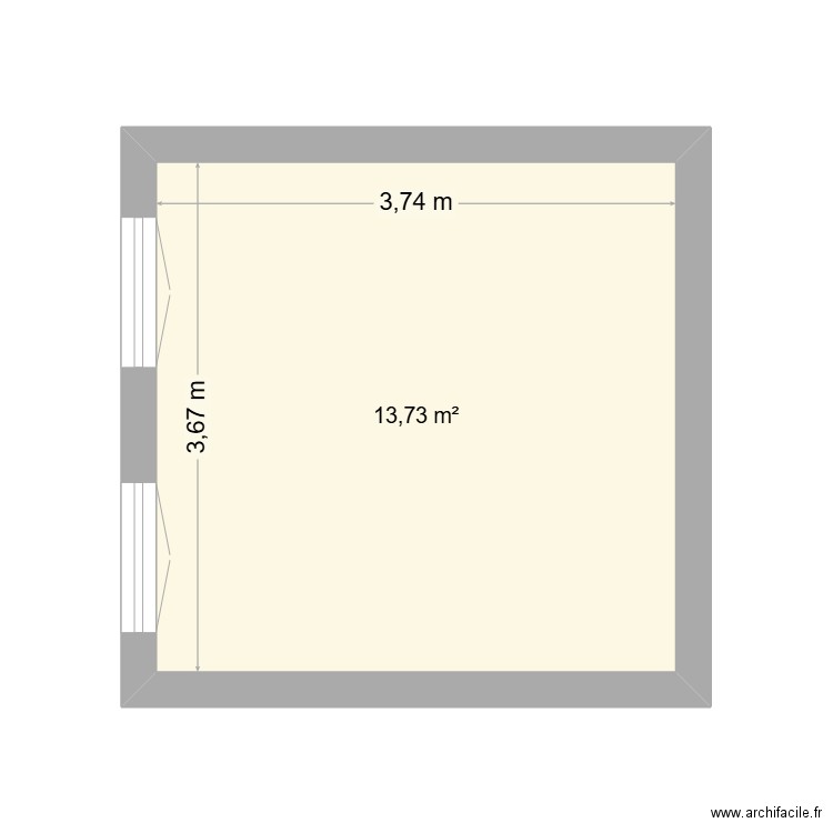 chza. Plan de 1 pièce et 14 m2