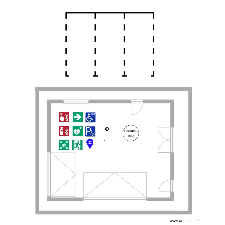 picto. Plan de 2 pièces et 184 m2