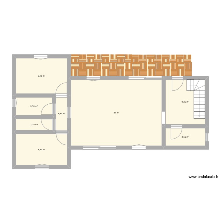 Plan Maison Angles. Plan de 8 pièces et 69 m2