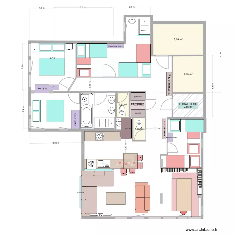Val D\'isere Franck V4. Plan de 6  et 17 m²