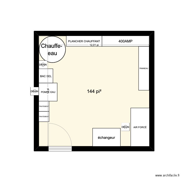 SALLE MÉCANIQUE. Plan de 1 pièce et 13 m2