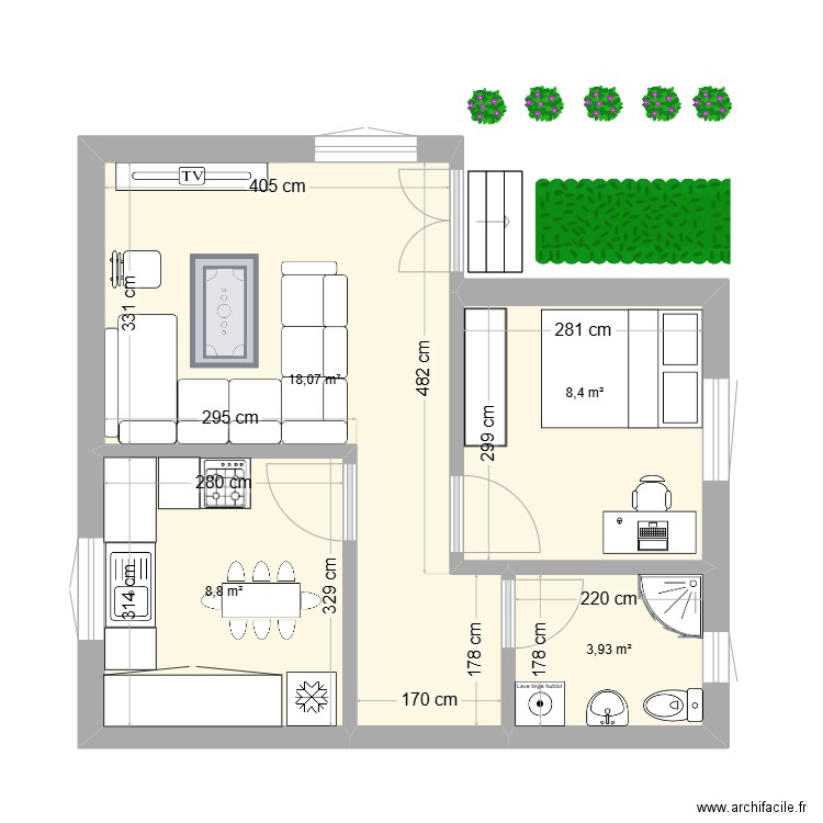 Plan Maison LOGHRIS sans GARAGE. Plan de 4 pièces et 39 m2