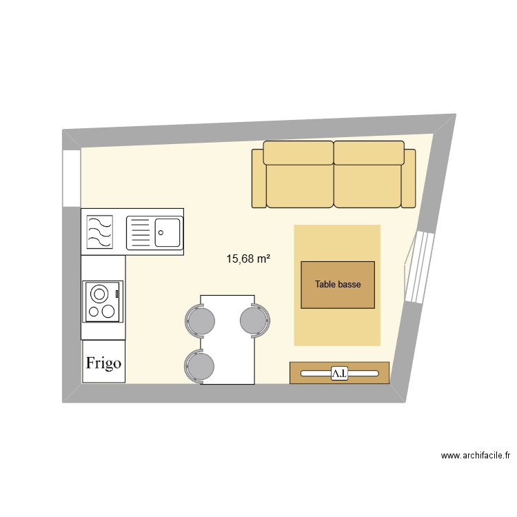 Salon BSM. Plan de 1 pièce et 16 m2