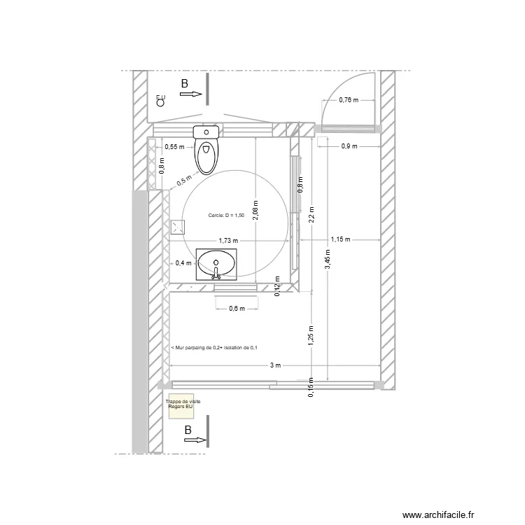 salle d'eau N2. Plan de 