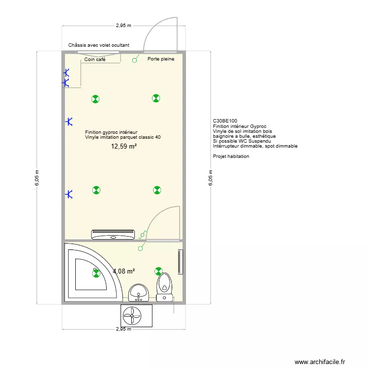 Palotti Cedric. Plan de 2  et 17 m²